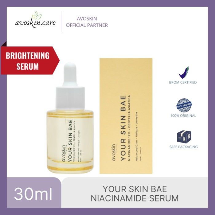 Cek Ingredients Avoskin Your Skin Bae Niacinamide 12% + Centella Asiatica Serum