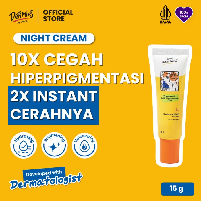 Cek Ingredients Dermies Hello Glow Radiance Night Cream