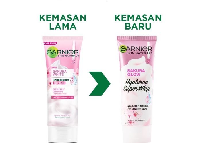 Cek Ingredients Garnier Sakura Glow Hyaluron Super Whip Foam terbaru