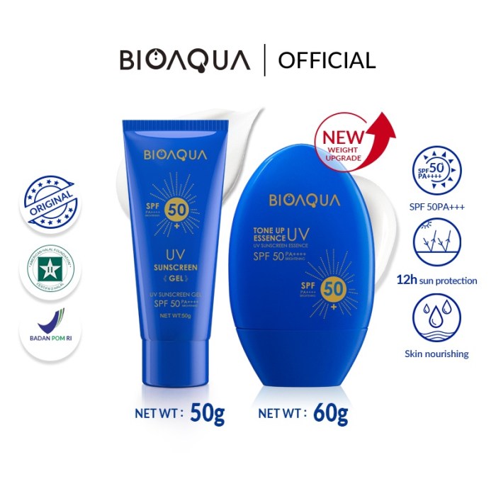 Cek Ingredients Bioaqua UV Sunscreen Gel SPF 50 PA ++++ terbaru