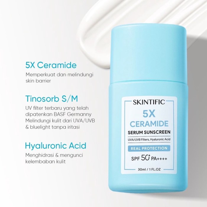 Cek Ingredients SKINTIFIC 5X Ceramide Serum Sunscreen SPF50 PA++++