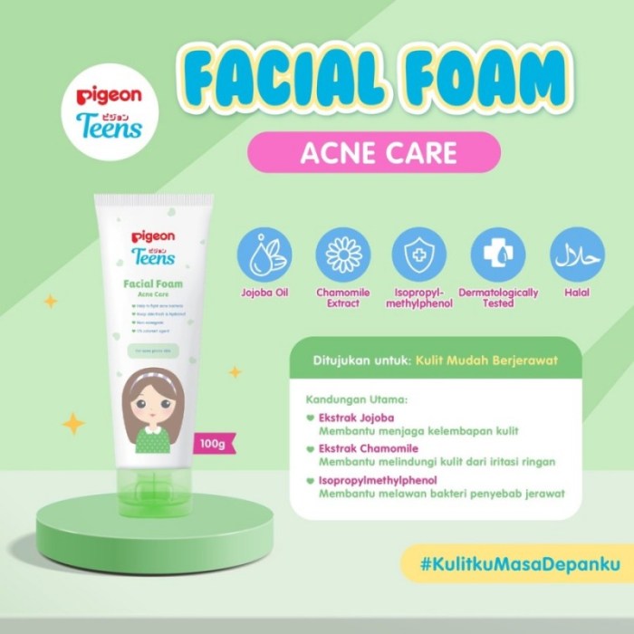 Cek Ingredients Pigeon Teens Facial Foam Acne Care