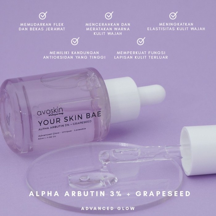 Cek Ingredients Avoskin Your Skin Bae Alpha Arbutin 3%+ Grapeseed