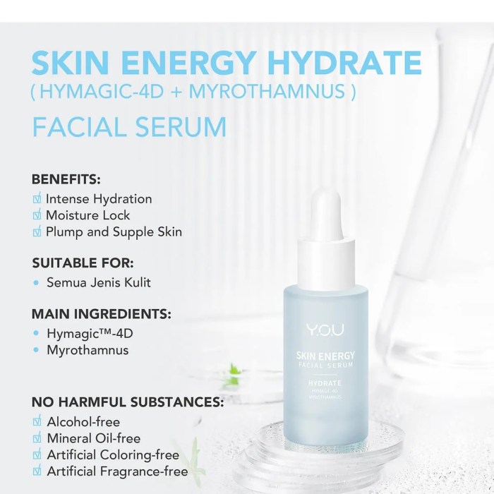 Cek Ingredients YOU Skin Energy Hydrate (Hymagic-4D + Myrothamnus) Facial Serum