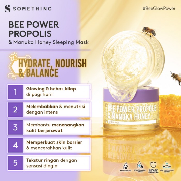 Cek Ingredients Somethinc BEE POWER Propolis & Manuka Honey Sleeping Mask