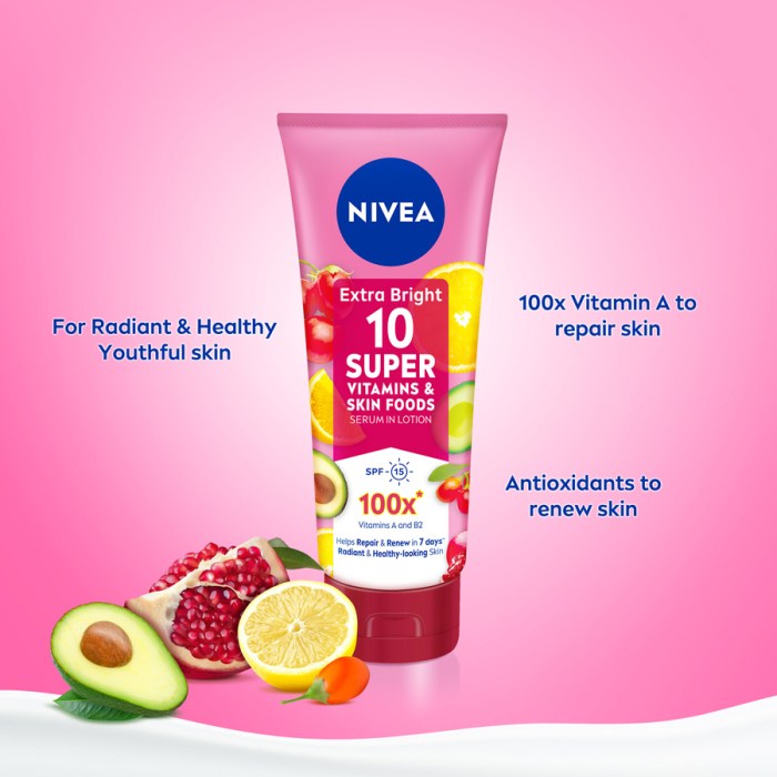 Cek Ingredients NIVEA Extra Bright Body Serum 10 Super Vitamin & Skin Food