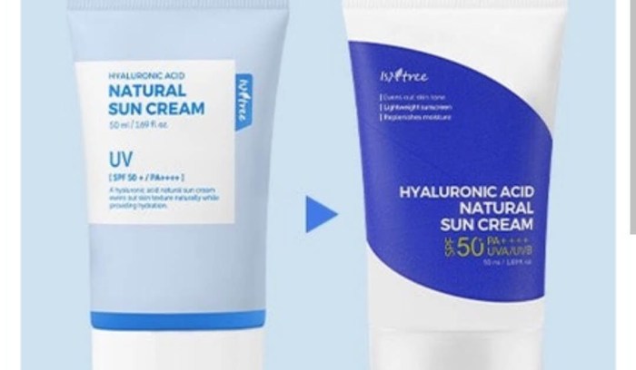 Cek Ingredients Isntree Hyaluronic acid Natural Sun Cream SPF 50+ PA++++