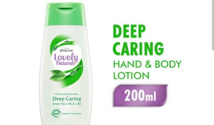 Cek Ingredients Emeron Lovely Naturals Greentea Hand Body Lotion