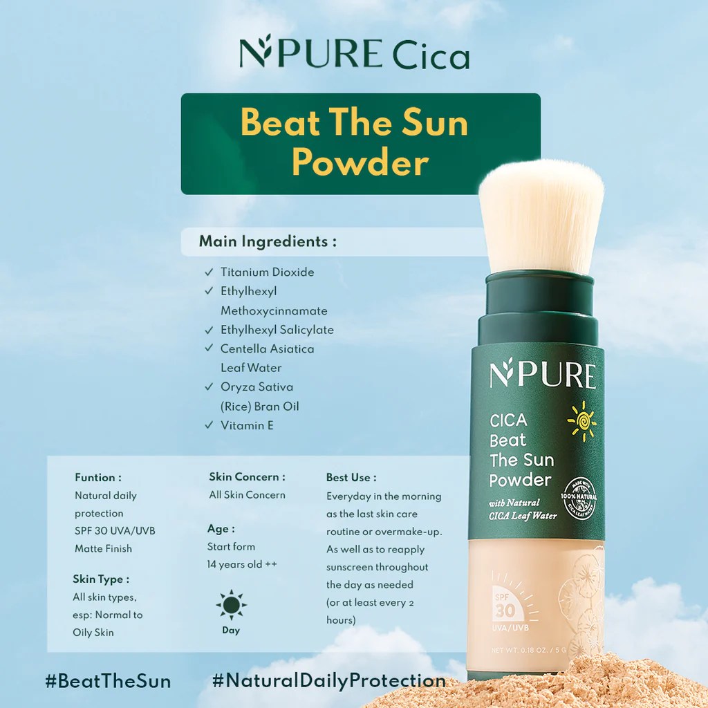 Cek Ingredients N'Pure Cica Beat the Sun Powder SPF 30 terbaru