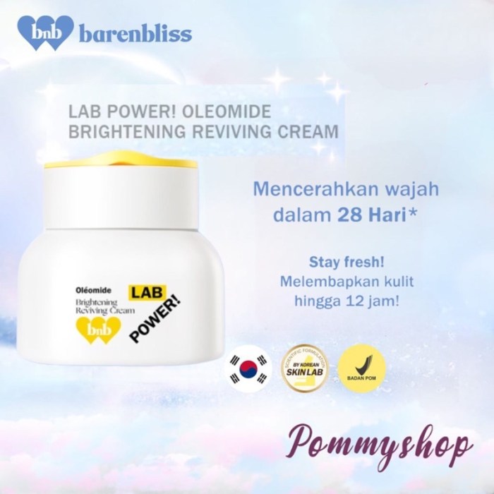 Cek Ingredients BNB Barenbliss Meta Glow Lab Power Oleomide Brightening Reviving Cream