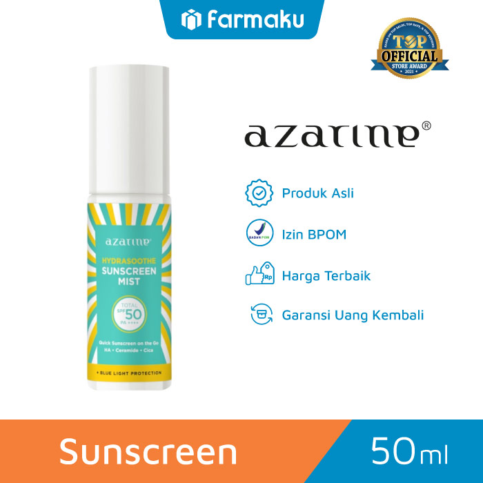 Cek Ingredients Azarine Hydrasoothe Sunscreen Mist SPF 50 PA++++ terbaru
