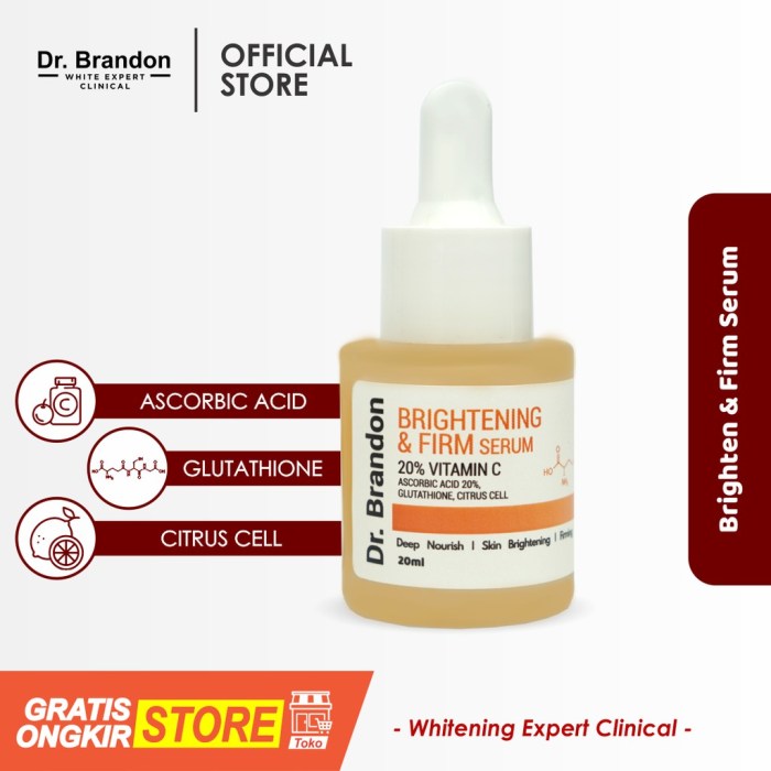 Cek Ingredients dr. Brandon Brightening & Firm Serum 20% Vitamin C + Gluthatione terbaru