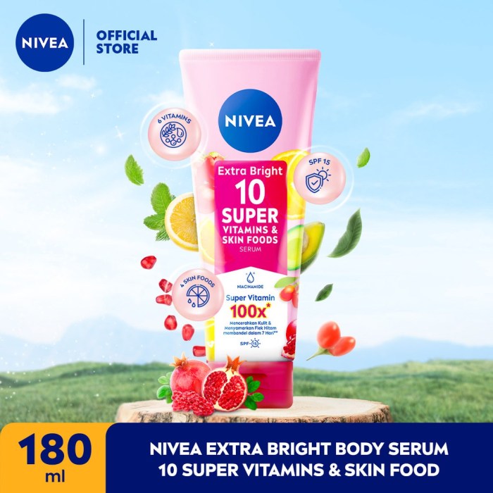 Cek Ingredients NIVEA Extra Bright Body Serum 10 Super Vitamin & Skin Food