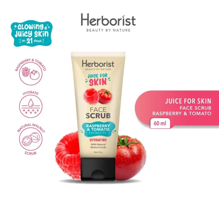 Cek Ingredients Herborist Juice for Skin Face Scrub Raspberry Tomato