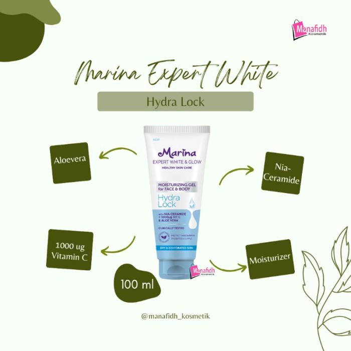 Cek Ingredients Marina Expert White & Glow Whip Facial Foam  Hydra Lock