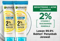 Cek Ingredients Garnier Bright Complete 3-in-1 Anti Acne Facial Wash
