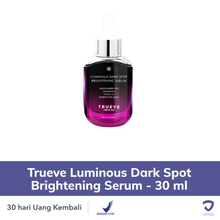 Cek Ingredients Trueve Luminous Dark Spot Brightening Serum terbaru