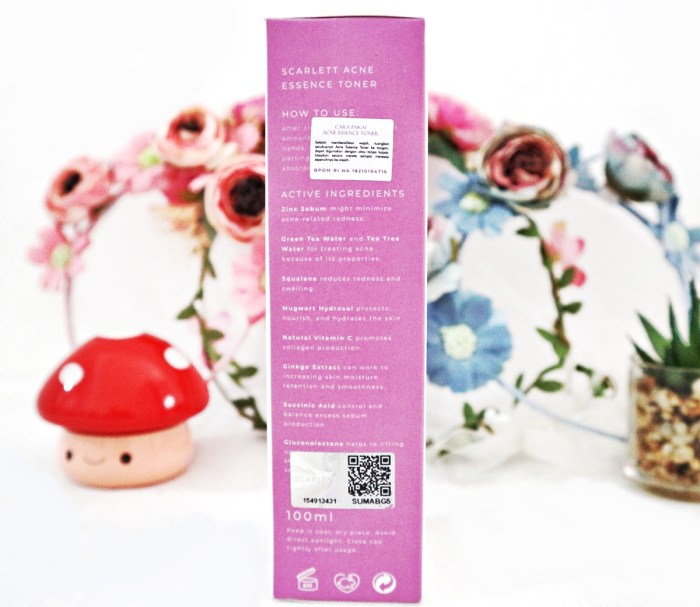 Cek Ingredients Scarlett Acne Essence Toner terbaru