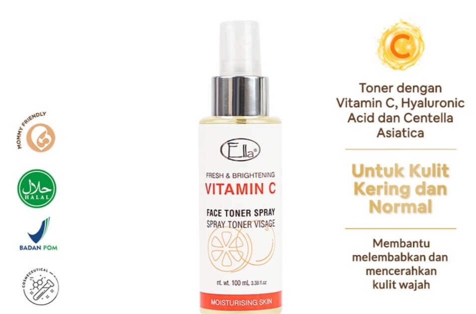 Cek Ingredients Ella Skincare Fresh & Brightening Vit C Face Toner Spray