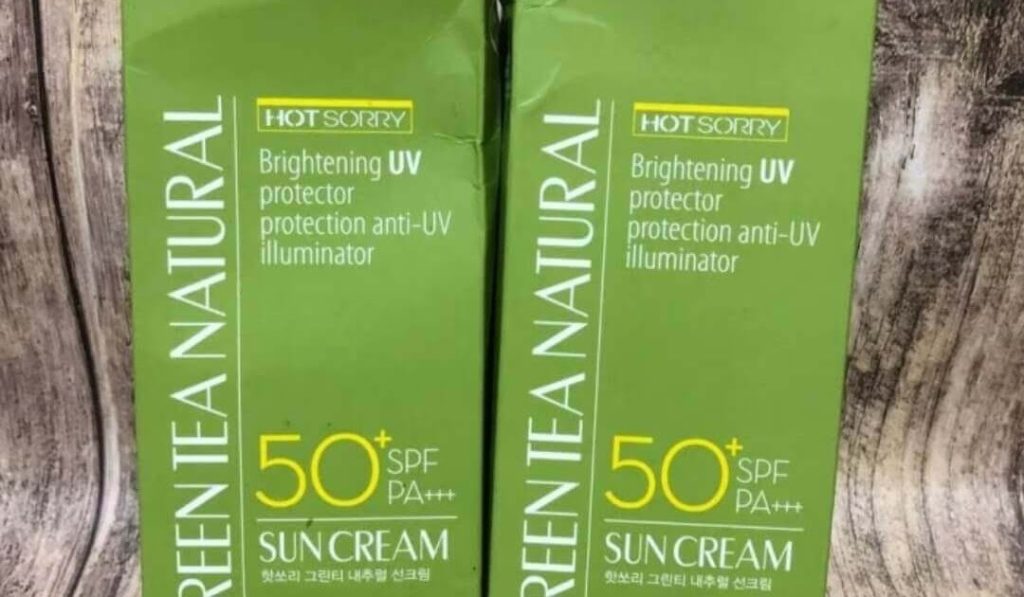 Cek Ingredients Hot sorry natural green tea sun cream spf50+ PA+++