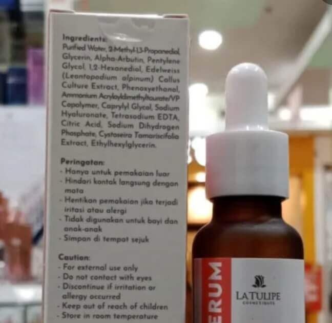 Cek Ingredients La Tulip Alpha Arbutin Serum