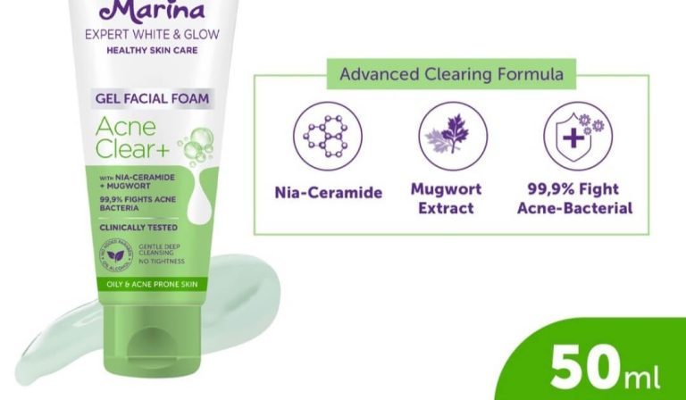Cek Ingredients Marina Expert White & Glow Gel Facial Foam Acne Clear+