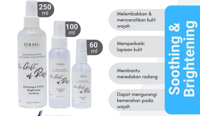 Cek Ingredients Teratu Beauty The Gift of Rose Soothing and Brightening Toner Spray
