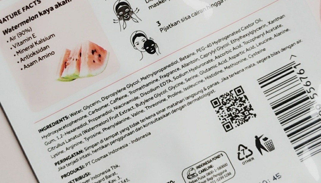 Pond's Sheetmask Juice Collection: Watermelon, Orange, Aloevera [Ulasan Ingredients]
