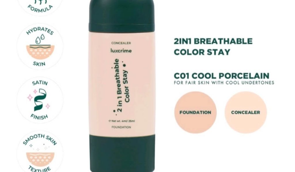 Cek Ingredients Luxrime 2in1 Breathable Color Stay Foundation + Concealer