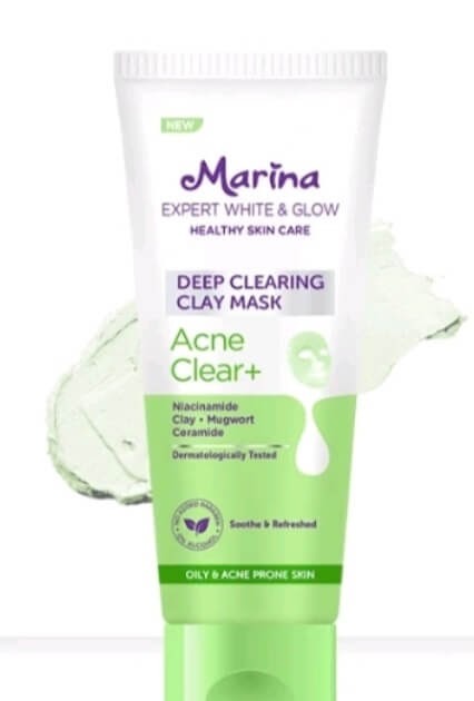 Cek Ingredients Marina Expert White and Glow Face Mask Acne Clear Deep Clearing Clay Mask (Oily & Acne Prone Skin)
