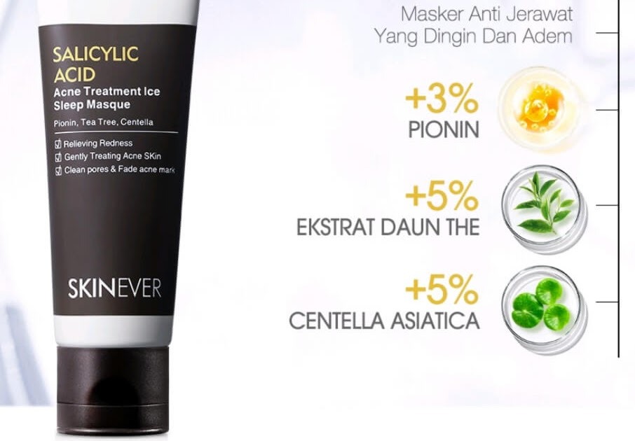 Cek Ingredients SKINEVER Salicylic Acid Acne Treatment Ice Sleep Masque